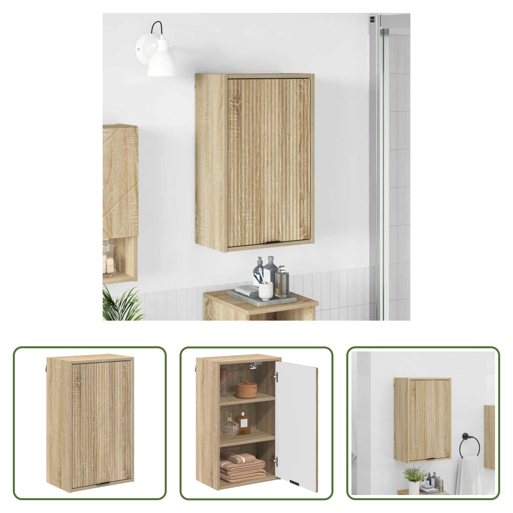 Vidaxl Sonoma-eiche - Badezimmerschrank Wandmontiert Sonoma-eiche 39 X 23,5 X 65 Cm