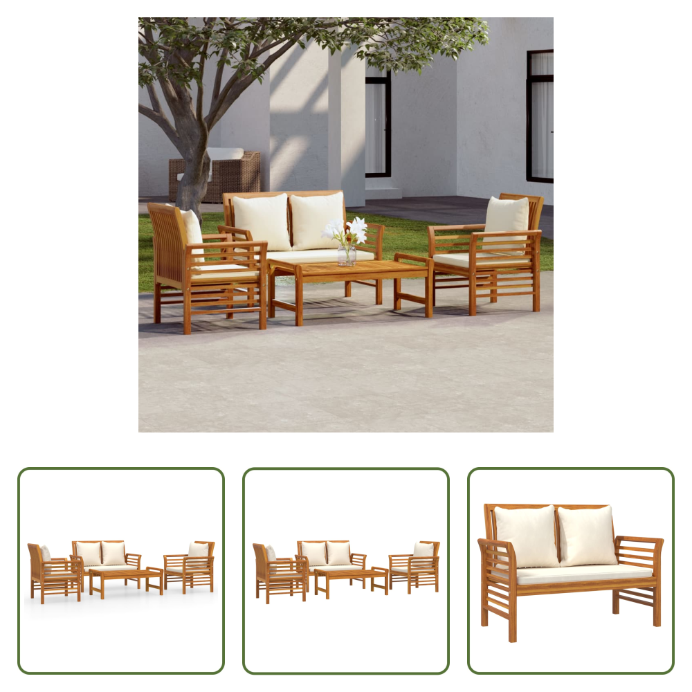 Vidaxl Gartenbank - 4-tlg. Garten-lounge-set Mit Kissen Massivholz Akazie