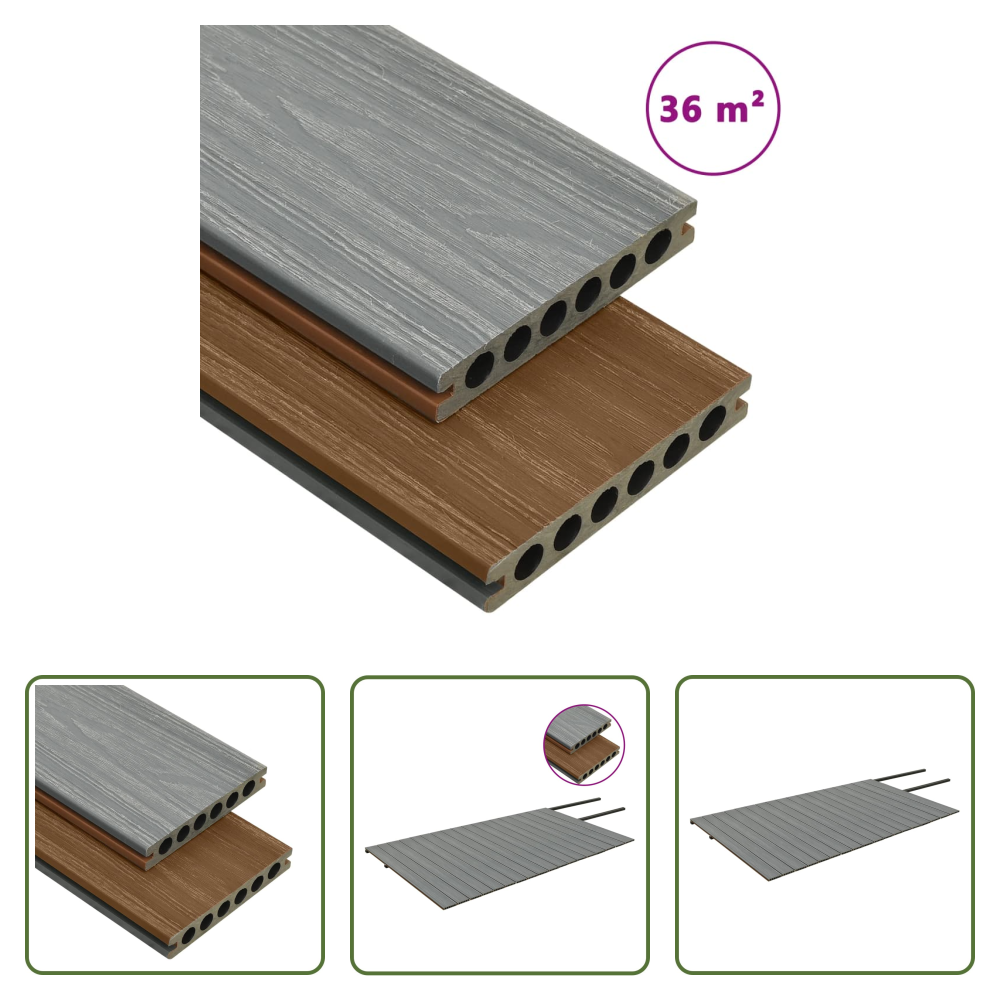 Vidaxl Holz Kunststoff - Wpc Terrassendielen Mit Zubehör Braun Und Grau 36 M² 2,2 M