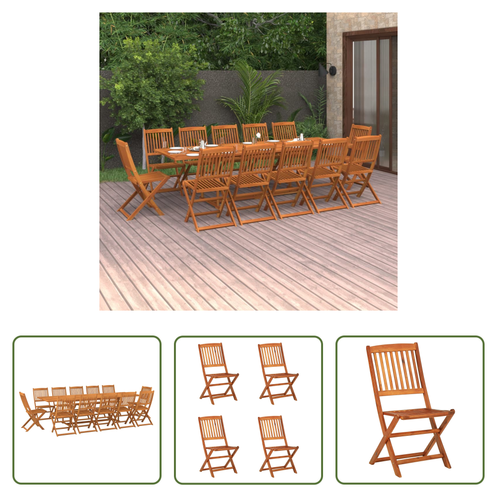 Vidaxl Gartenmöbel - 13-tlg. Garten-essgruppe 280x90x75 Cm Massivholz Akazie