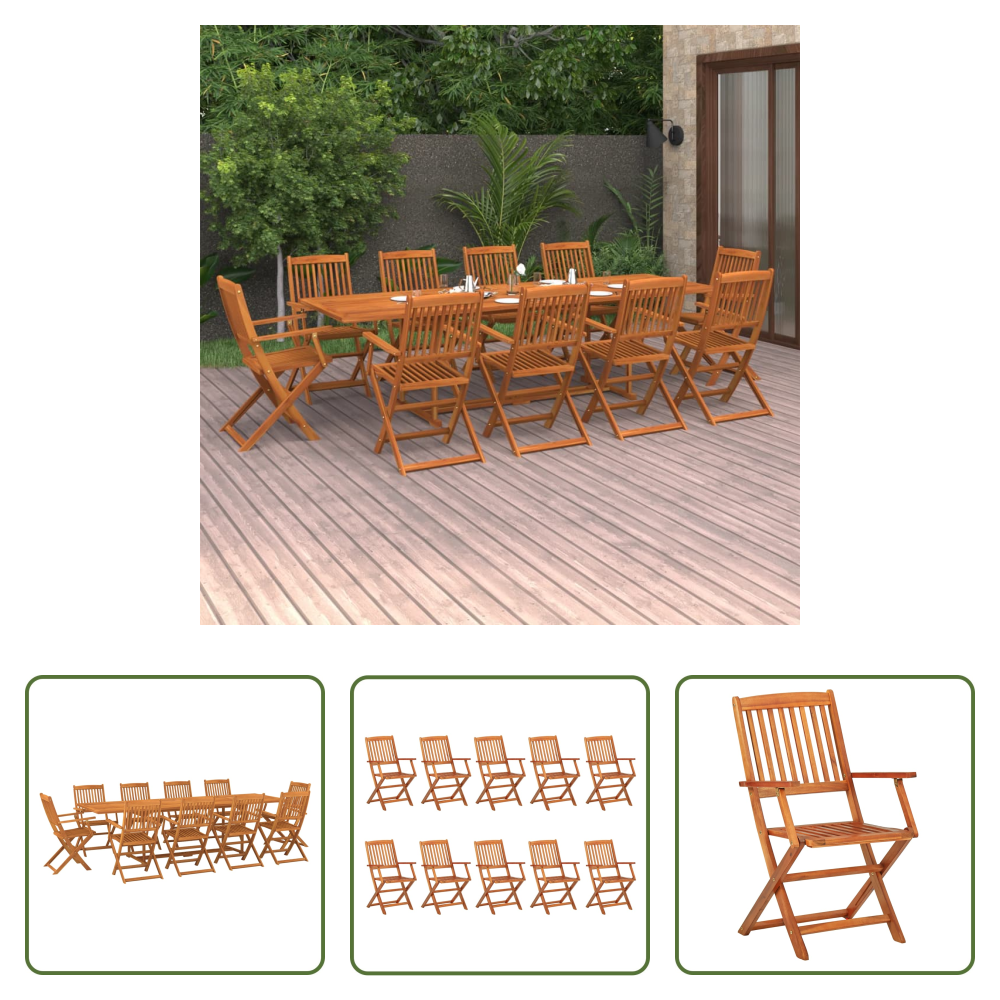 Vidaxl Gartenmöbel - 11-tlg. Garten-essgruppe 280x90x75 Cm Massivholz Akazie