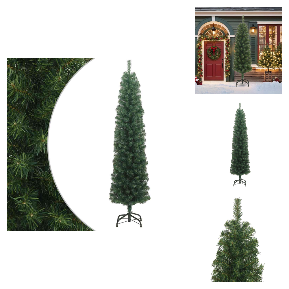 The Living Store Künstlicher Weihnachtsbaum Schlank Mit Ständer Grün 210 Cm Pvc - Künstlicher Tannenbaum