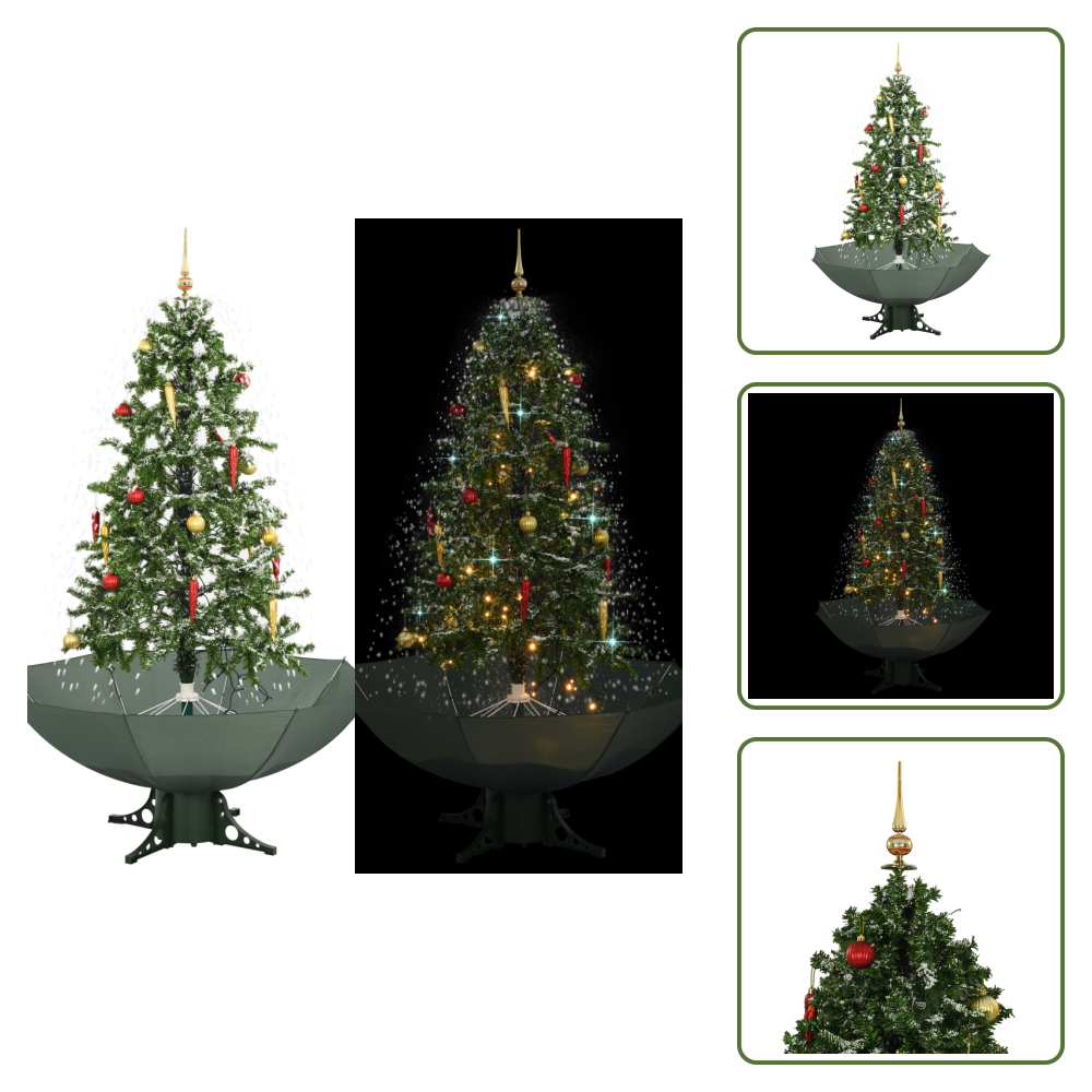 The Living Store Schneiender Weihnachtsbaum Mit Schirmfuß Grün 170 Cm - Schneefall