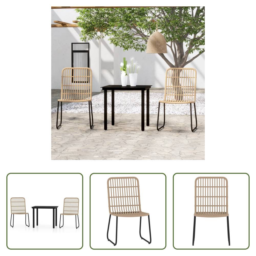 Vidaxl Terrassenstuhl - 3-tlg. Garten-essgruppe Eichen-optik