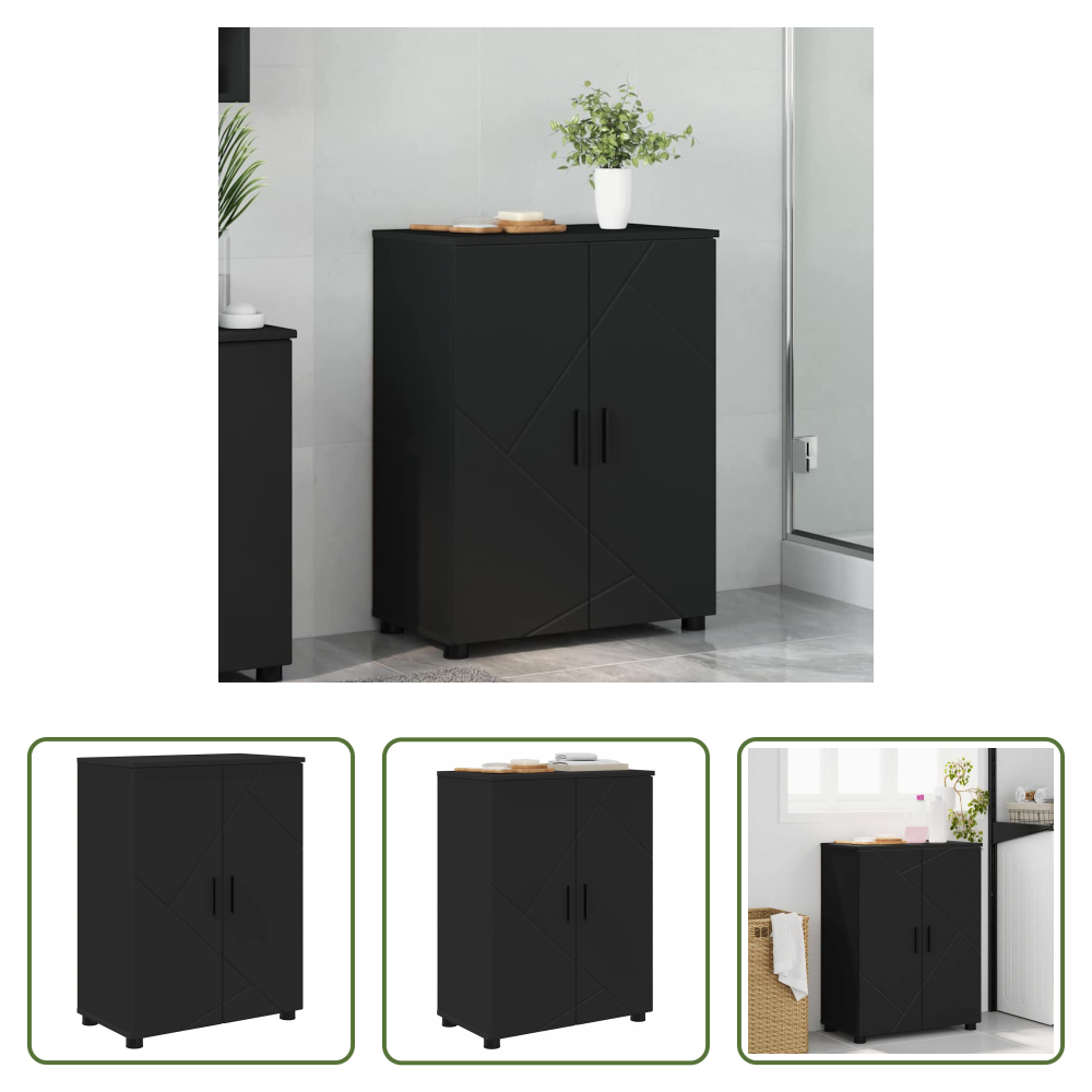 Vidaxl Schrank Mit Tür - Badezimmerschrank Mit Speicher Mit Tür Schwarz 60 X 35 X 80 Cm