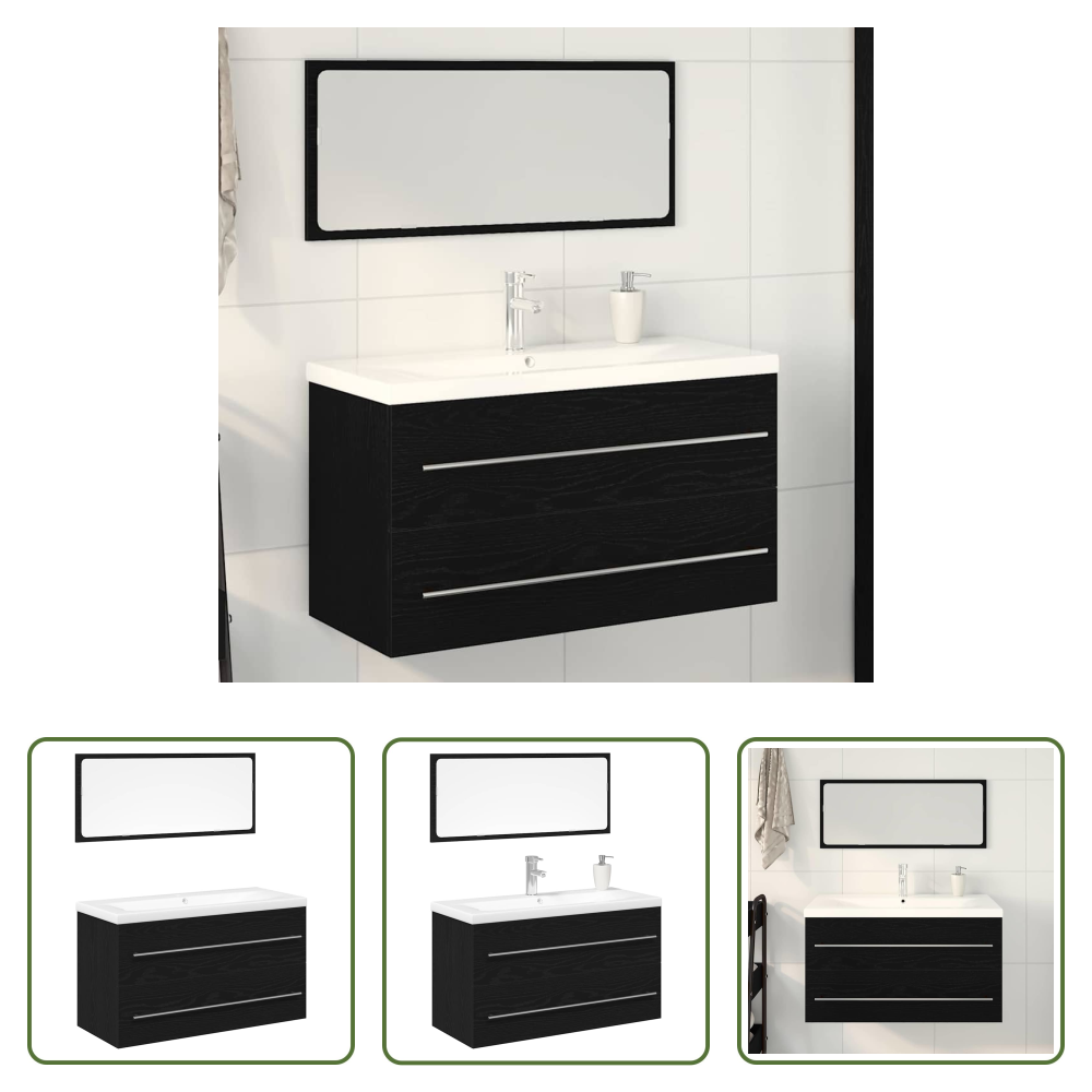 Vidaxl Schrank Mit Schubladen - Waschbeckenschrank Mit Schubladen 3 Pcs Schwarz Eichen-optik