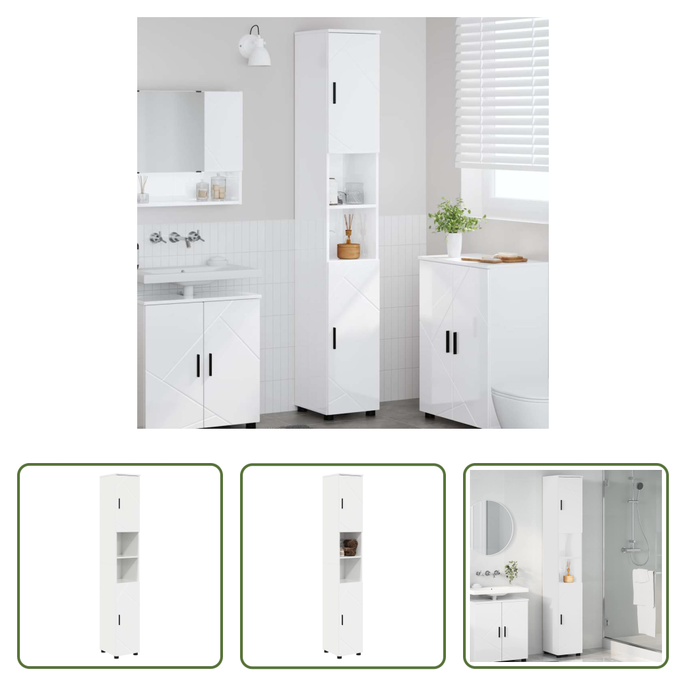 Vidaxl Hochglanz Weiß - Badezimmerschrank Mit Speicher Hochglanz Weiß 30 X 35 X 192 Cm