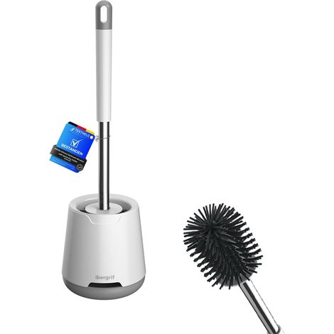 Silikon-toilettenbürste – Wc-bürste Mit Halterung, Tropffrei, Antibakteriell, Belüftet, Schnelltrocknend, Geruchsneutral, Zur Wand- Und Bodenmontage, Für Bad Und Wc, Weiß