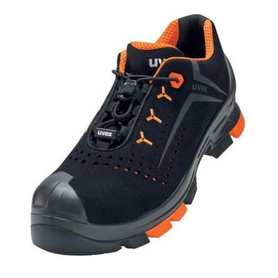 2 Halbschuhe S1P 65012 schwarz/orange, Weite 11, Größe 43