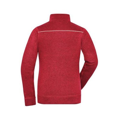 Damen Workwear Melange-Fleecejacke JN897, rot-melange/schwarz, Größe XXL