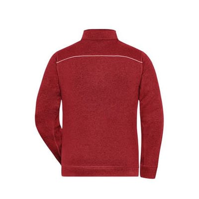 Herren Workwear Melange-Fleecejacke JN898, rot-melange/schwarz, Größe S