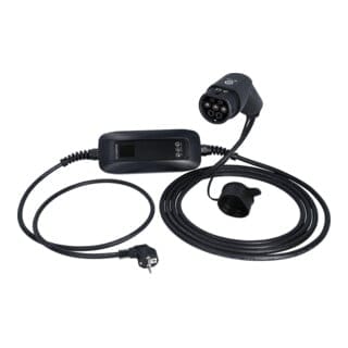 efuturo mobile Ladestation mit Typ 2 Ladekabel, 1 Phase, bis zu 3,7 kW, bis zu 16 A, 230 V, Mode 2, LCD Display, Schuko-Stecker