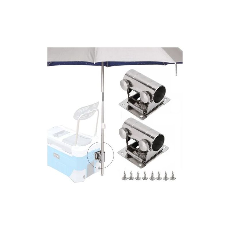 2er-pack Verstellbarer Sonnenschirmständer Aus Edelstahl, Balkon-sonnenschirmständer, Schirmhalter, Angel-sonnenschirmhalter Mit Montageplatte Und Schrauben