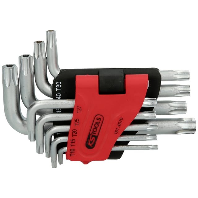 Torx-Winkelstiftschlüssel-Satz mit Bohrung, kurz, 9-teilig TB10-TB50
