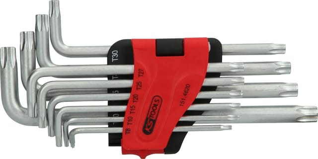 Torx-Winkelstiftschlüssel-Satz mit Bohrung, lang, 10-teilig, TB8-TB50