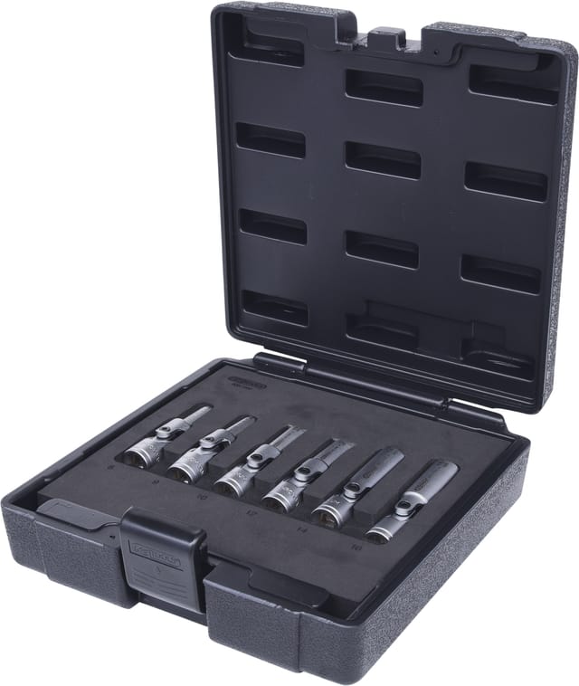 3/8" Glühkerzen-Gelenknuss-Satz, kurz, 6-teilig