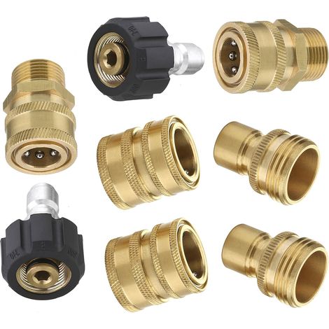 Age 8-teiliges Hochdruckreiniger-adapterset: M22 Drehbarer 3/8"-schnellanschluss, 3/4"-schnellkupplung