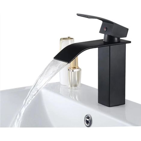 Age Einteilige Wasserfallarmatur Mit Hohem Auslauf, Waschtischarmatur Mit Einloch-einhebelmischer Für Warm- Und Kaltwasser In Kupfer (schwarz) – 18,5 X 17,2 X 5 Cm