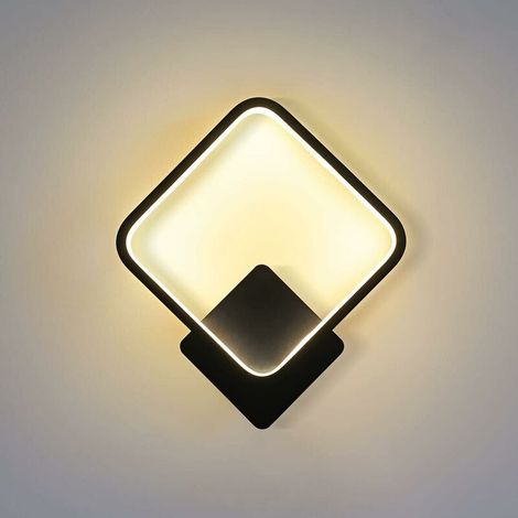 Rge Led-wandleuchten Für Den Innenbereich, Quadratische Wandleuchten, Moderne Innenbeleuchtung, Wandleuchten Für Schlafzimmer Und Flur, Schwarzes Trichromatisches Licht