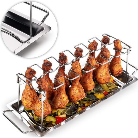 Rge Hähnchengrill – Hähnchenschenkelgrill – Bbq-hähnchengrill – Robuster Edelstahl Für 12 Hähnchenschenkel – Spülmaschinenfest