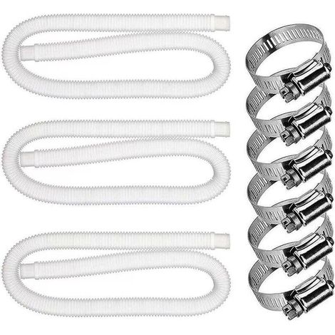 Age 3-poliger Poolreinigungsschlauch, Weißer 32-mm-poolschlauch Mit Schlauchschellen, Filterpumpe (3 Sets)