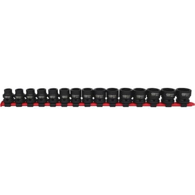 1/2" Sechskant-Kraft-Stecknuss-Satz, extra kurz, 15-teilig