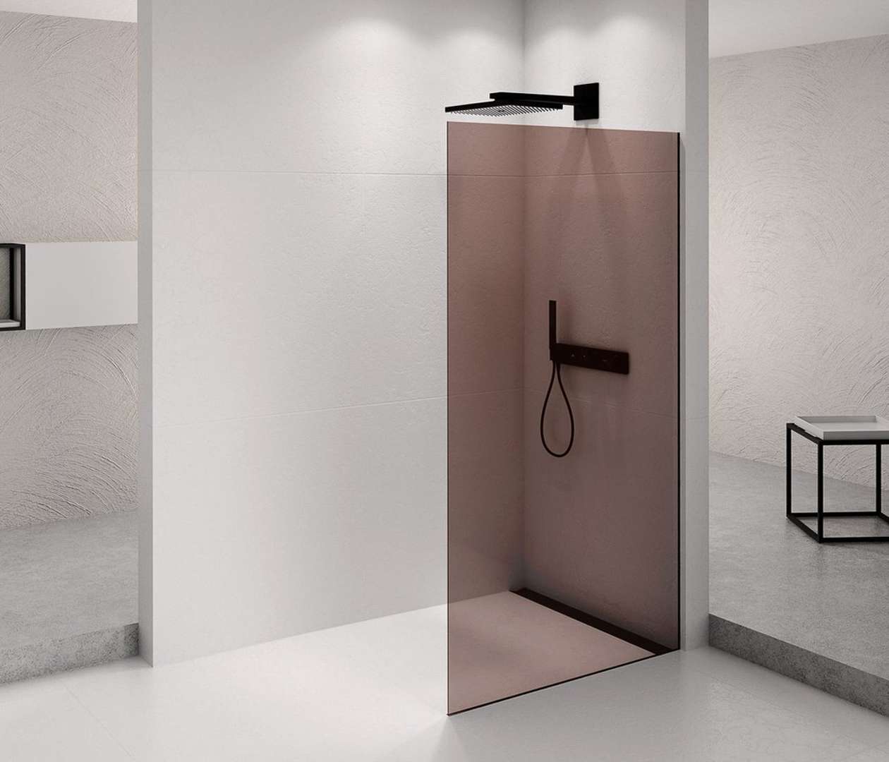 Polysan Architex - Duschwand Walk-in, 66x210 Cm, Mattschwarz/marron Glas Axb70mr