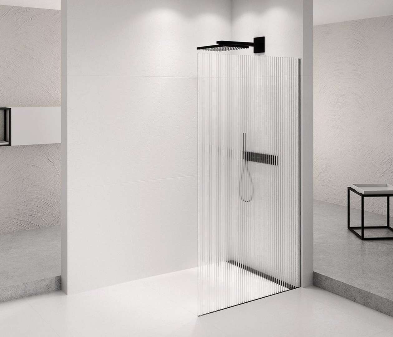 Polysan Architex - Duschwand Walk-in, 96x210 Cm, Mattschwarz/flute Glas Axb100fl