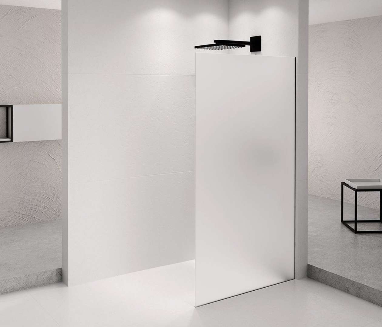 Polysan Architex - Duschwand Walk-in, 86x210 Cm, Mattschwarz/mattglas Axb90mt