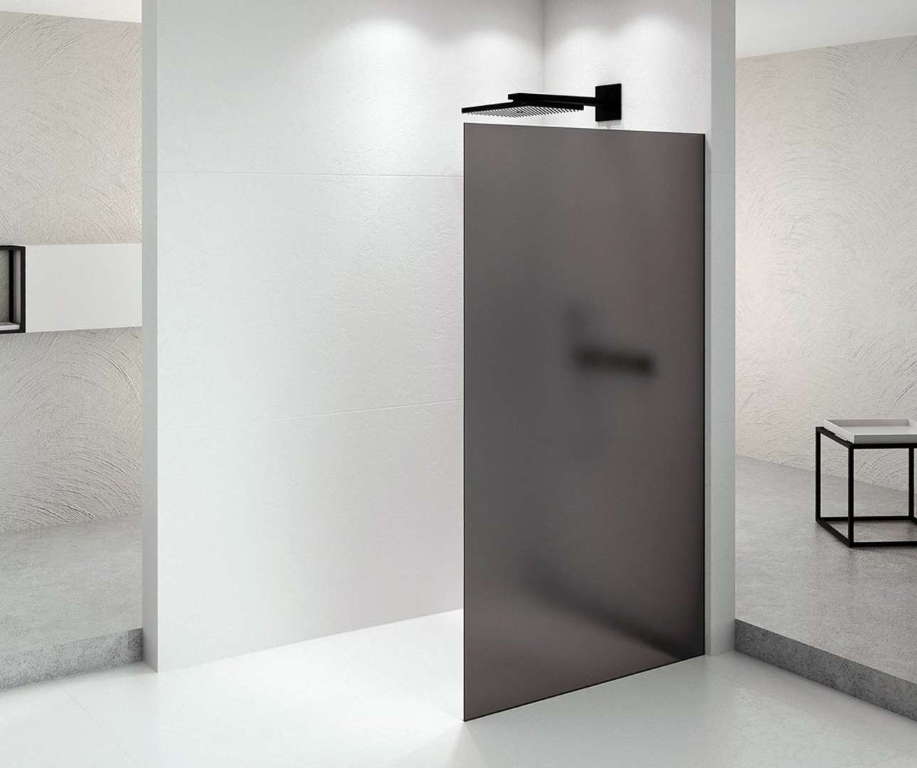 Polysan Architex - Duschwand Walk-in, 106x210 Cm, Mattschwarz/mattiertes Rauchglas Axb110sm