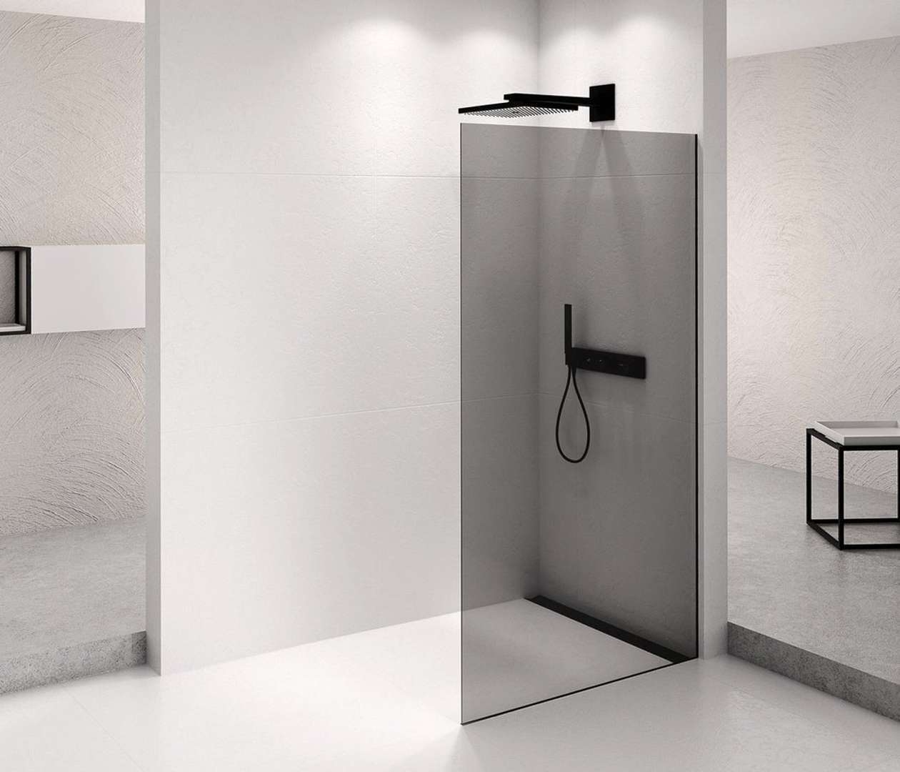 Polysan Architex - Duschwand Walk-in, 96x210 Cm, Mattschwarz/rauchglas Axb100sc