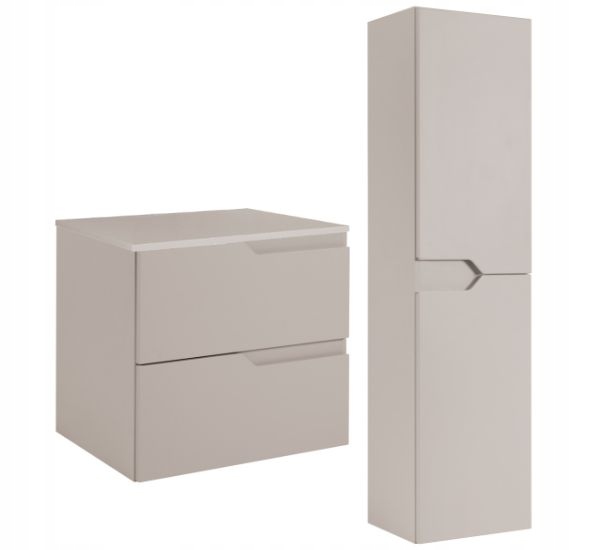 Rodan Badmöbel Set 60 Cm Kaschmir Hängend Mit Hochschrank Und Arbeitsplatte Soft-close Modern
