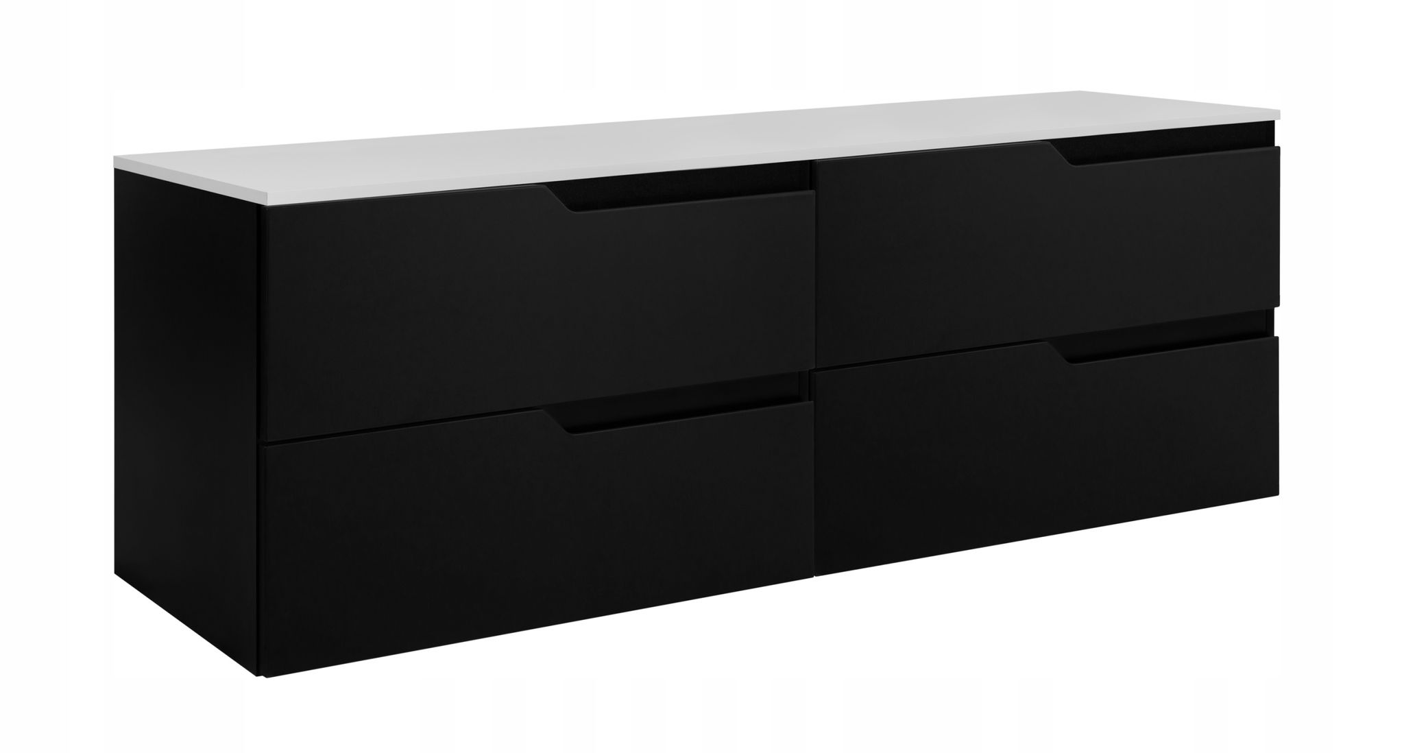 Rodan Badmöbel Set 120 Cm Schwarz Hängend Mit Arbeitsplatte Weiß Für Doppelwaschbecken Soft-close Modern