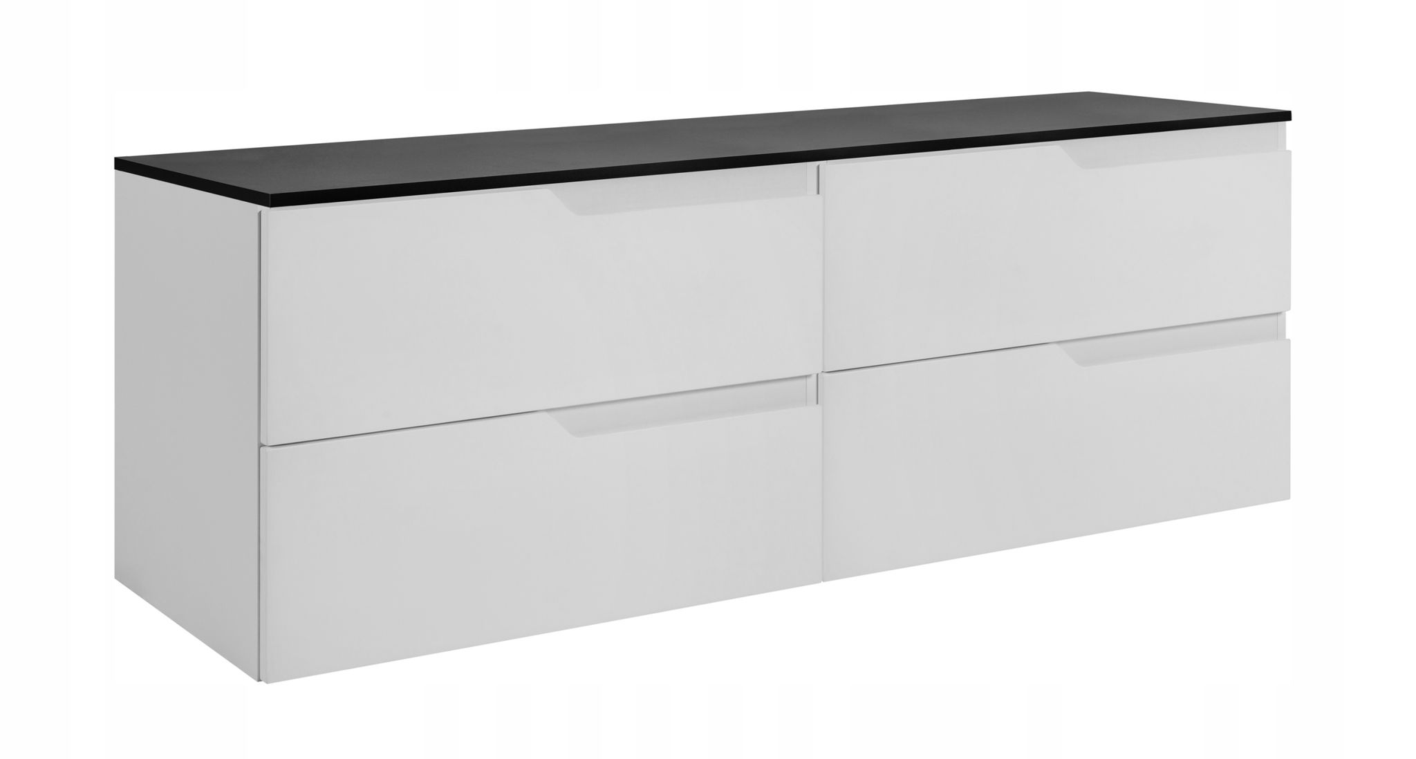 Rodan Badmöbel Set 160 Cm Weiß Hängend Mit Arbeitsplatte Schwarz Für Doppelwaschbecken Soft-close Modern