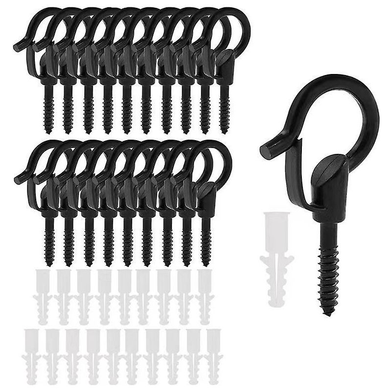 (schwarz) 20er-pack Schraubhaken, Deckenschraubenhaken, Haken Für Den Innen- Und Außenbereich, Weihnachtsbeleuchtung, Außenkabel, Girlanden