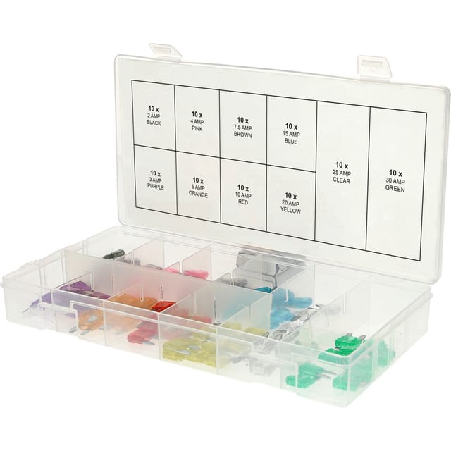 Sortiment Mini-Sicherungen,2-30A, 100-teilig