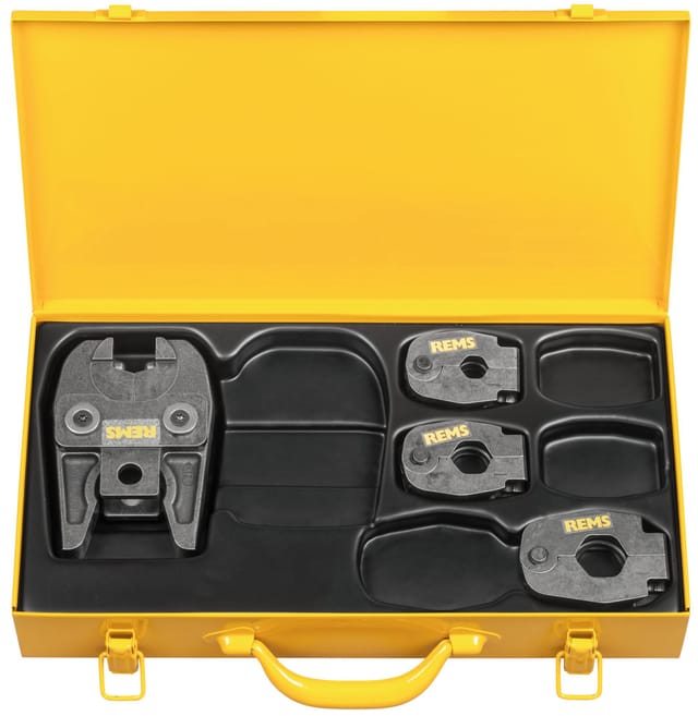 Pressring Set 45° F 16-20-26 + Zwischenzange Z1 im Stahlblechkasten