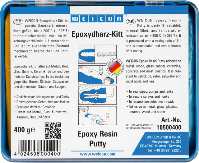 Epoxidharz-Kitt | knetbare Universal-Reparaturmasse | 0,4 kg | grün