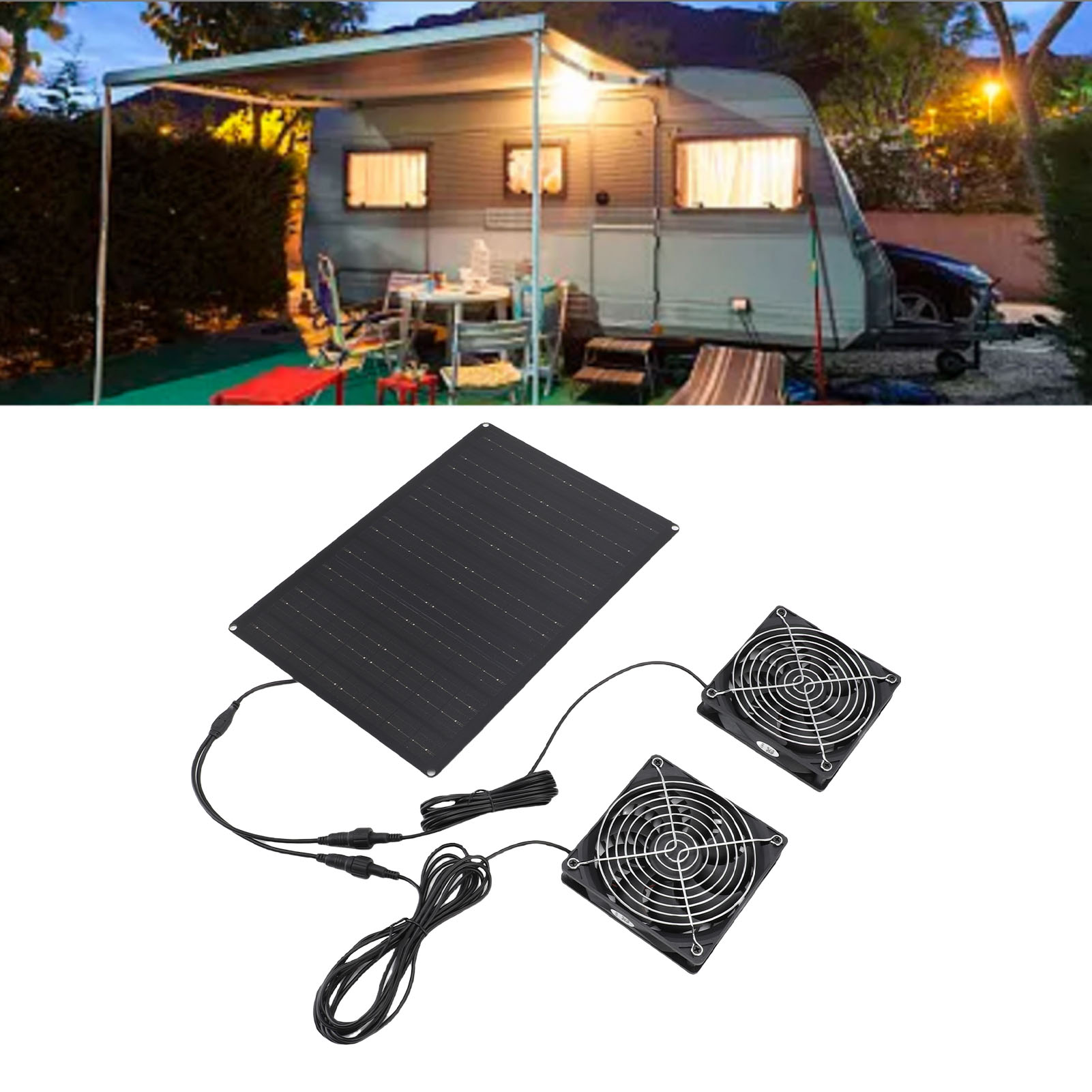 [solar-lüftungsset] Doppel-solar-lüfterset 75w 3000-4000rpm Ipx7 Wetterfest Für Zuhause, Haustiere Und Außenbereiche