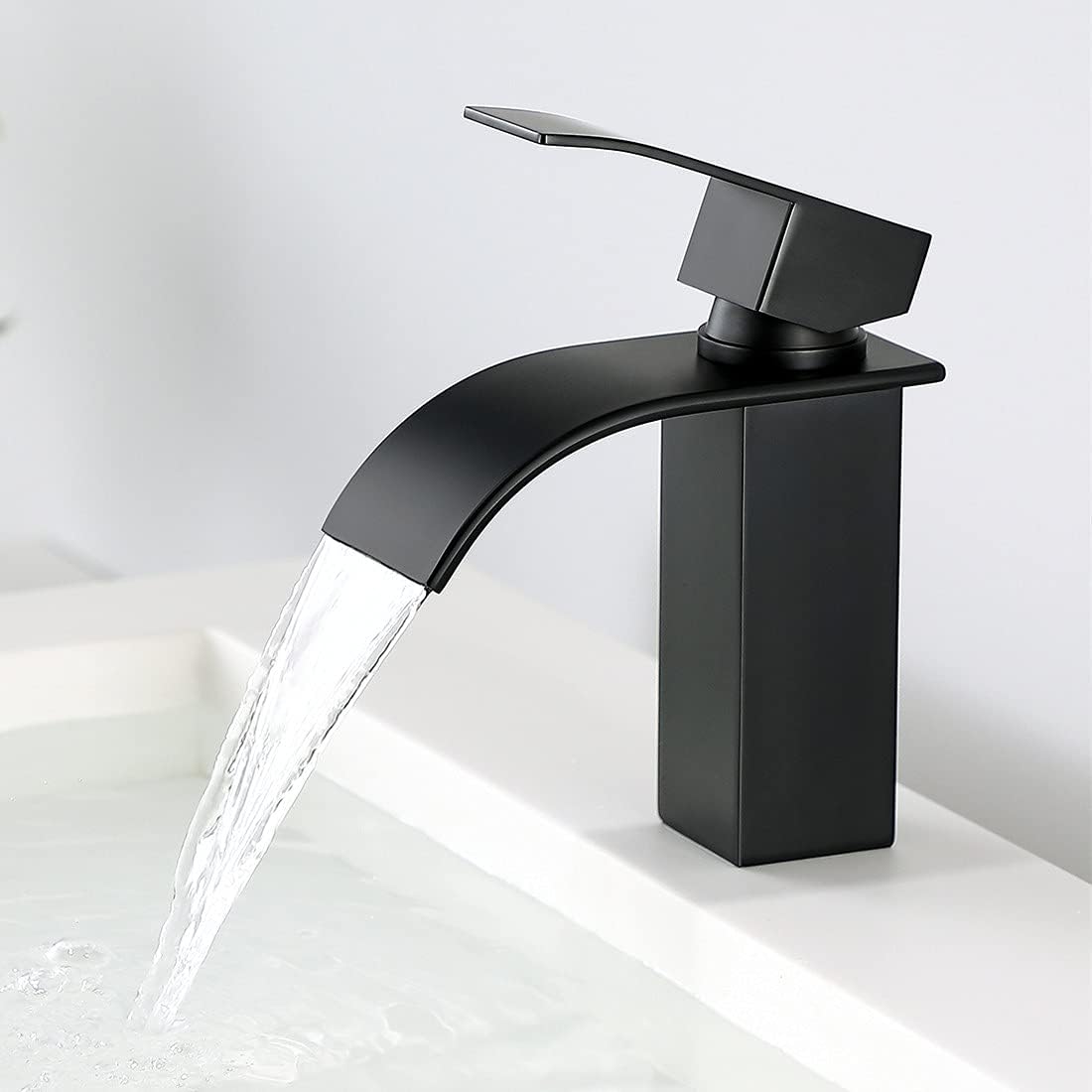 Robinet De Salle De Bain Noir - Mitigeur De Salle De Bain - Robinet De Lavabo Cascade Massif - Robinets De Qualité Supérieure (noir)