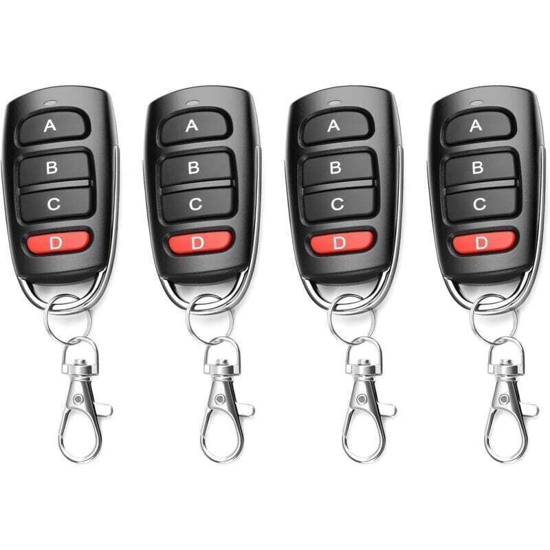 Télécommande Universelle 433 Mhz Pour Portail Et Porte De Garage – 4 Boutons, Clonage Sans Fil, Remplacement Compatible Avec Systèmes Électriques