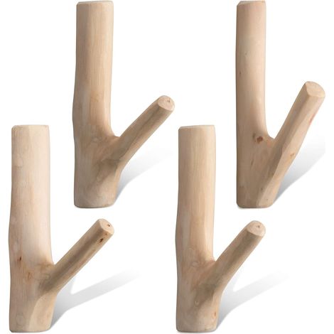 Wandhaken Aus Holz – Astform – Selbstklebend, Kein Bohren Erforderlich – Für Türen, Wände Und Schränke – 1 Stück