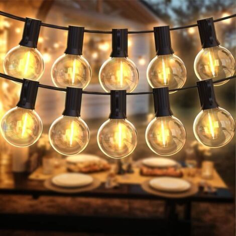 Lichterkette, 15 M Lange Led-lichterkette Für Den Außenbereich Mit 26 E12 G40-kunststoffbirnen, Wasserdicht (ip45)