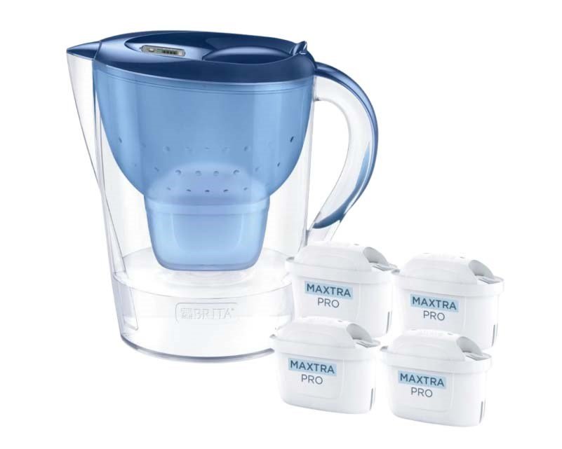 Brita Marella Filter Jug + 4 Maxtrapropp Cartridges (2.4l Blue)