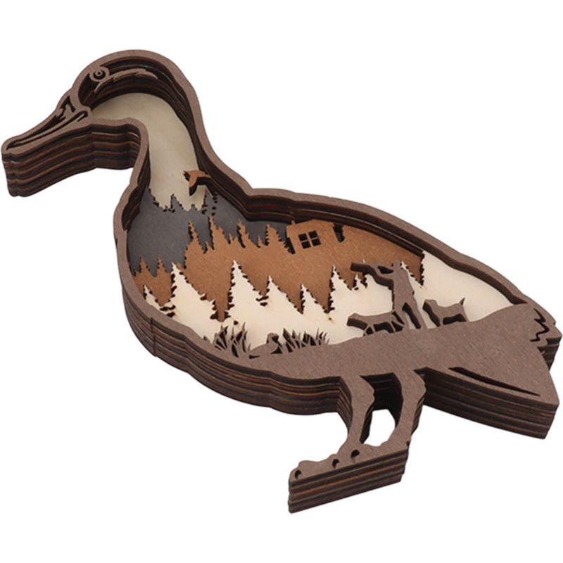 3d-holzlampe, Wohnaccessoire, 3d-holztierfigur Mit Led, Ente