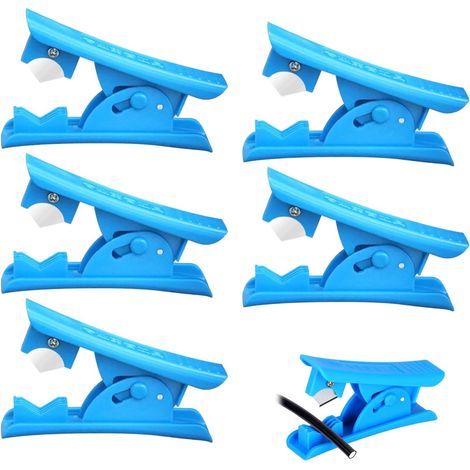 Set Mit 5 Preiswerten Kunststoffrohrschneidern – Gummiwerkzeuge Zum Schneiden Von Silikon-, Pvc-, Pu- Und Nylonschläuchen Bis 12 Mm Außendurchmesser – Blaue, Langlebige Und Praktische Rohrschneider
