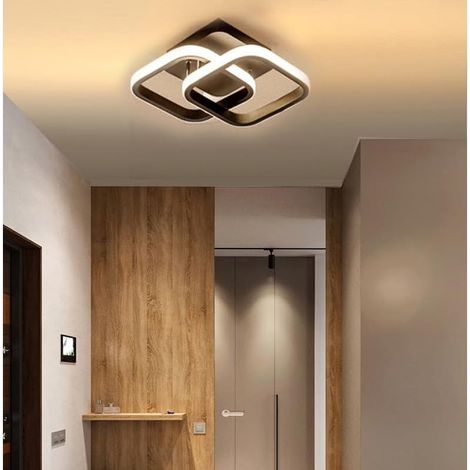 Moderne Led-decken-/wandleuchte (warmweißes Licht) – Eine Kleine, Halb Eingelassene, Dimmbare 2-in-1-leuchte, Geeignet Für Flure, Schlafzimmer, Büros Oder Wohnzimmer (quadratisch, Schwarz).