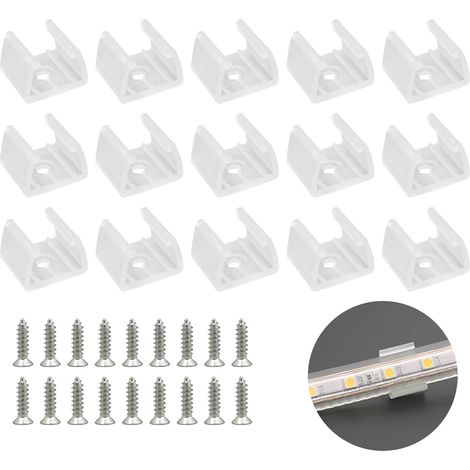 50 Stück Befestigungsclips Für Led-streifen, Led-neon-montagehalterungen, Inklusive Schrauben Für 12–14 Mm Breite Silikon-led-neonstreifen, Transluzent, Weiß