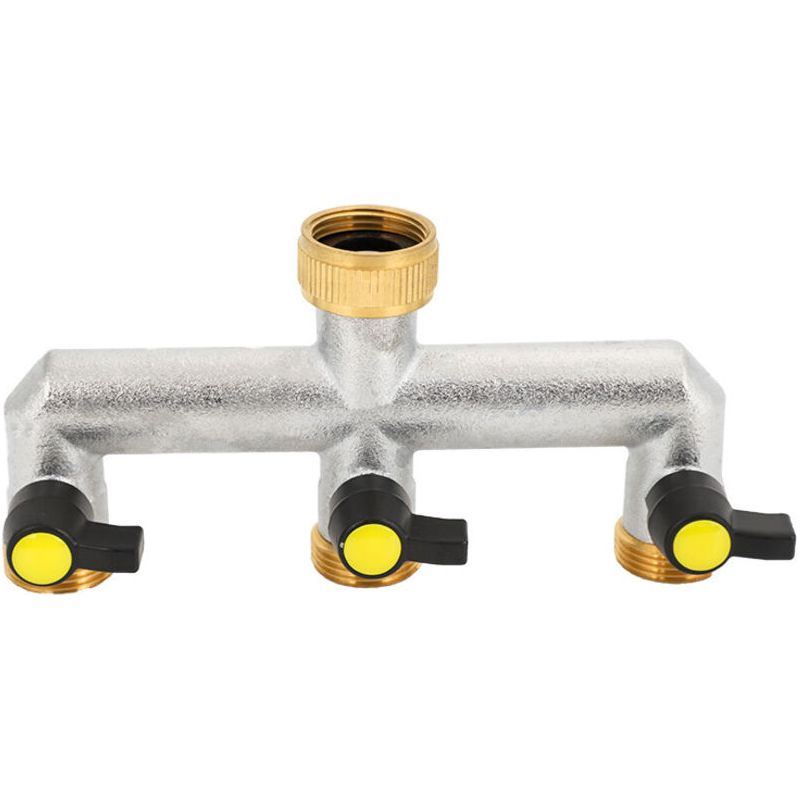 Gartenhahnverteiler Aus Messing, 3/4"-hahnverteiler, Schlauchverteiler, 3-wege-hahnverbinder Mit Absperrventilen, Außenhahnadapter, Ma