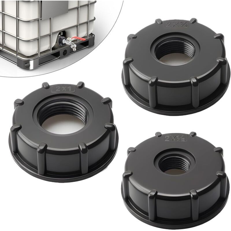 3-teiliger Ibc-adapterdeckel S60x6 – Ibc-tankanschluss 3/4", 1/2", 1 Zoll – Ibc-adapterdeckel S60x6 Für 1000-liter-tanks 3/4", 1/2", 1 Zoll